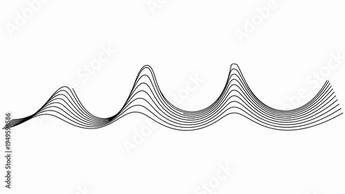 A minimalist black and white image displays multiple curved lines resembling waves or sound waves arranged horizontally high quality professional detailed modern elegant stylish clean crisp