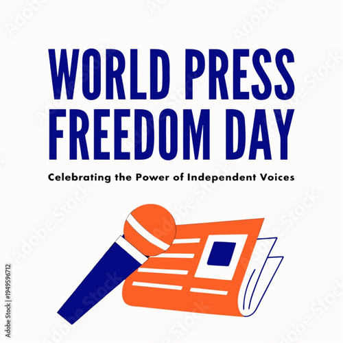 World Press Freedom Day Concept with Microphone and Newspaper Vector Illustration