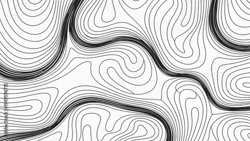 An abstract composition features flowing curved black lines against a stark white background creating a dynamic and visually engaging pattern high quality professional detailed modern elegant