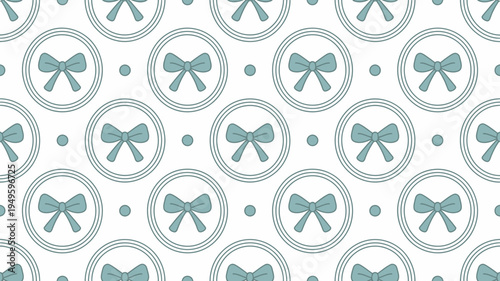 A seamless pattern showcases teal bows within oval frames and scattered dots creating a delicate and repeating decorative background high quality professional detailed modern elegant stylish