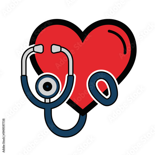 Health Heart and Stethoscope Illustration