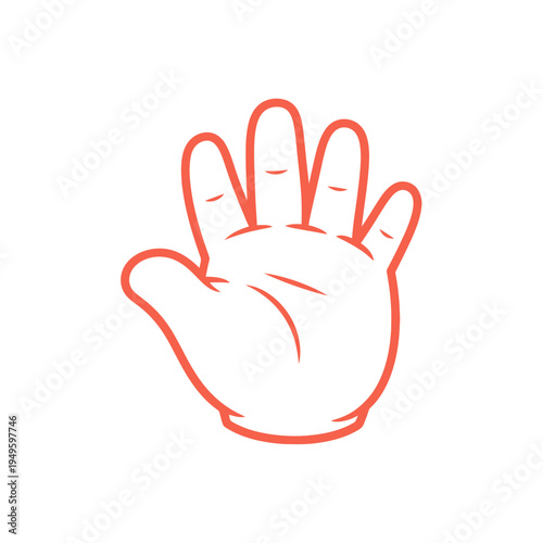 Hand gesture icon, five fingers spread, open palm