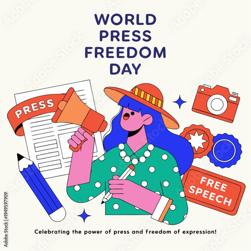 Journalism and Free Speech Concept for World Press Freedom Day Vector Design