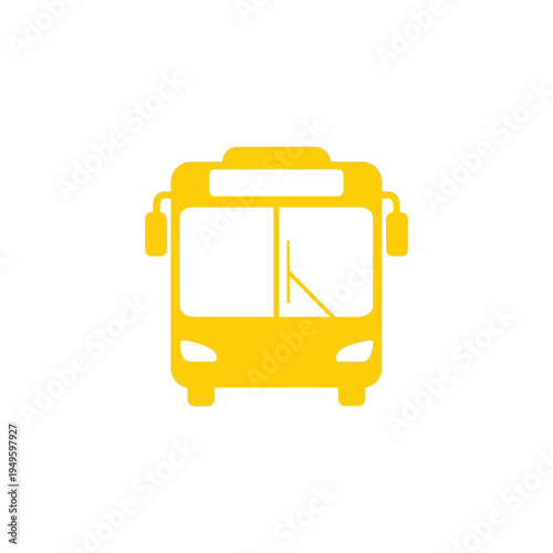 Minimalist yellow bus icon representing urban public transportation and commuter travel, ideal for digital interfaces or informational graphics