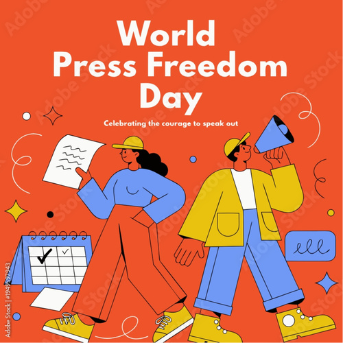 Journalism and Free Speech Concept for World Press Freedom Day Vector Design
