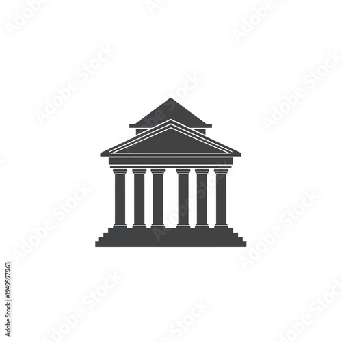 Minimalist classical building icon representing government, education, or financial institutions, suitable for web design and application interfaces, symbolizing authority and heritage