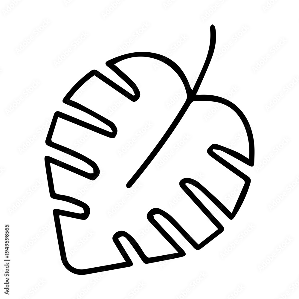 Fototapeta premium Monstera Leaf Outline Icon