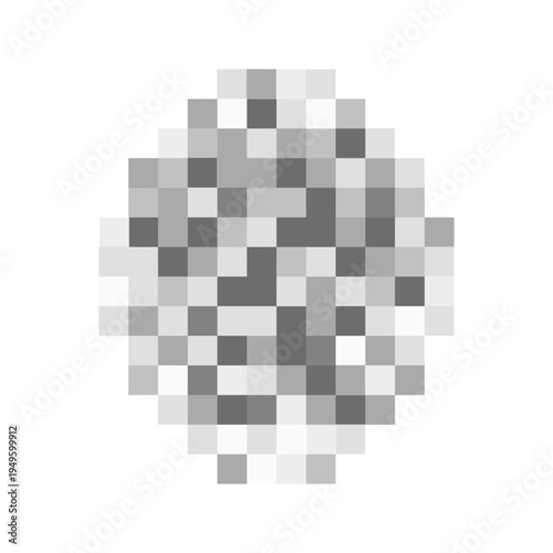 Oval pixelated shape to hide face on photo or video. Checkered texture with censor blurred effect for restricted content. Censorship, confidential or privacy concept. Vector graphic illustration