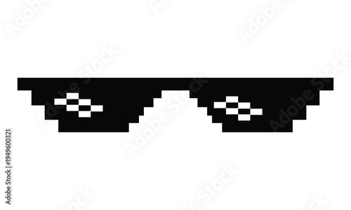 Pixel sunglasses graphic Retro meme vector illustration