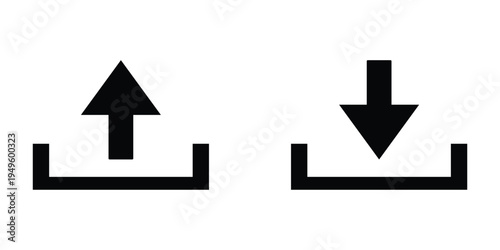 Upload download arrow icon set. Transfer interface vector collection