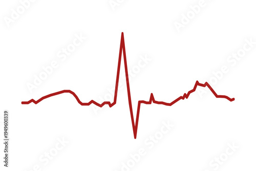 Pulse red line. Heart beat monitoring. Part of electrocardiogram chart isolated on white background. Cardiac rhythm curve. Cardio test sign. Healthcare symbol. Vector graphic illustration