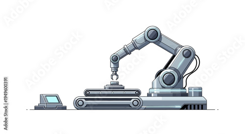 Industrial robotic arm in manufacturing process.