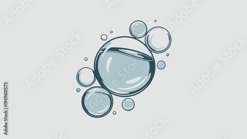 An illustrative depiction shows several translucent bubbles of varying sizes clustered together against a light gray background high quality professional detailed modern elegant stylish clean crisp