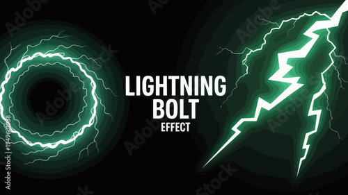 A dramatic digital illustration showcases a swirling vortex of energy and a sharp lightning bolt against a dark black background high quality professional detailed modern elegant