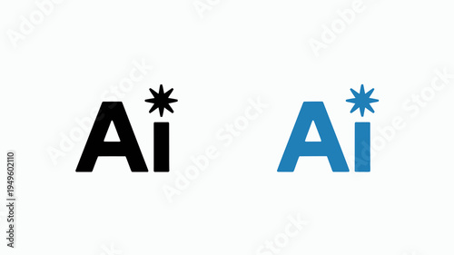 A comparative visual displaying the letters ai with a star symbol presented in contrasting black and blue color schemes high quality professional detailed modern elegant stylish
