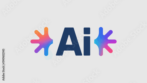 A vibrant graphic features the letters ai in bold dark blue flanked by colorful starbursts of red orange and teal hues high quality professional detailed modern