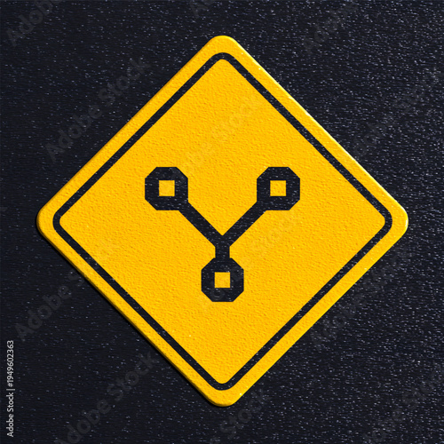 Yellow Road Sign with Symbol.