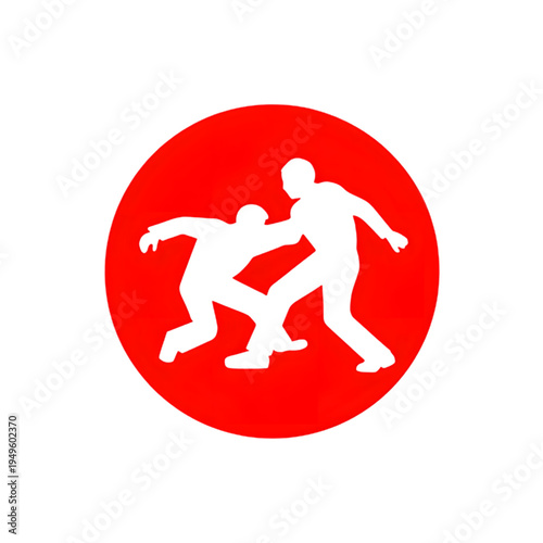 No Fighting Sign with Two People isolated on transparent background.
