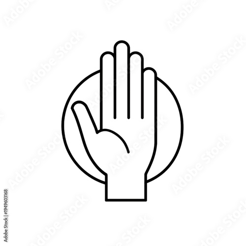 Hand gesture palm outward stopping isolated on transparent background.