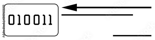 Data transfer concept. Binary code and arrow digital communication and the flow of data. Data transfer defines connectivity, information sharing, and coding. For tech, networking, programming