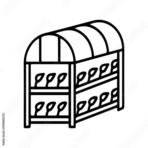 Greenhouse with plants illustration