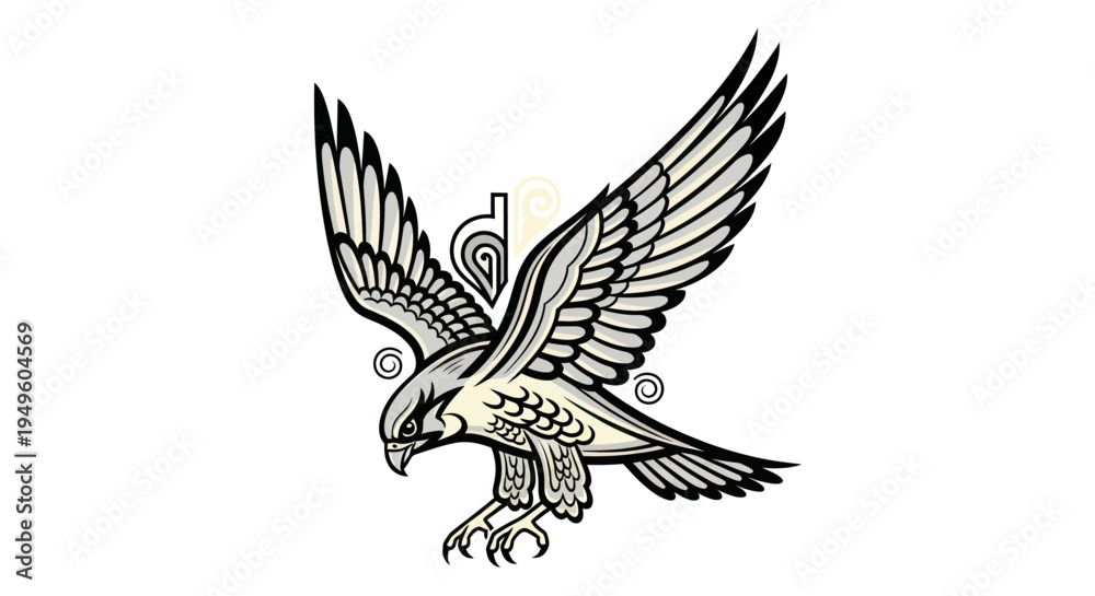 Obraz premium Soaring falcon bird vector illustration