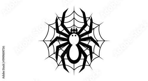 Spider and web illustration on white