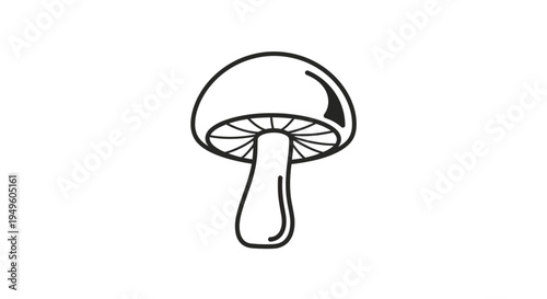 Minimalist Continuous Line Drawing of a Wild Mushroom on an Isolated White Background