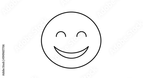 Playful winking happy smiley face line art icon on isolated white background