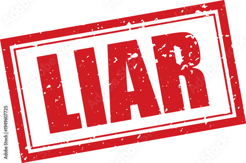 Red Liar Rubber Stamp Word Text Written in Grunge Vector in Double Sharp Border, Vintage, Transparent Background, Svg, Png