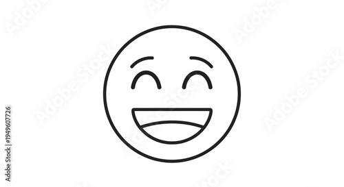 Laughing Happy Face Emoticon with Closed Eyes and Open Mouth Expression on Isolated White Background