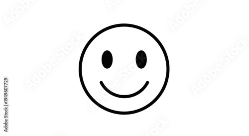 Happy Face Emoticon with Gentle Smiling Expression on Isolated White Background