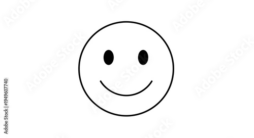 Happy Face Emoticon with Gentle Smiling Expression on Isolated White Background
