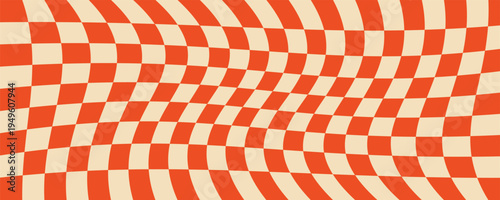 Optical illusion of orange and white checkerboard pattern