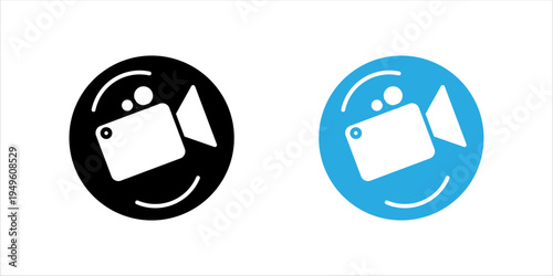 Minimal outline icon SET. of a video camera with tag symbol representing video marketing, digital media promotion, content creation, and social media advertising concepts.