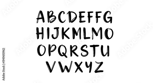 English Alphabet in Hand Drawn Casual Sans-Serif Font, Friendly Modern Typography on Isolated White Background.