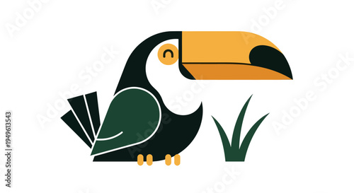 Stylized illustration of a colorful toucan bird