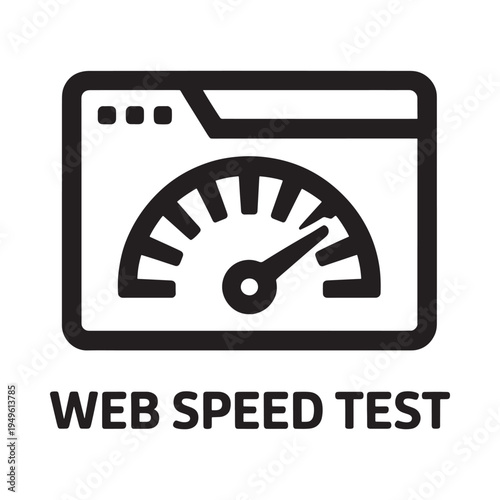 Simple black and white icon depicting a web speed test interface