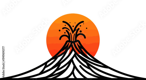 Volcano eruption silhouette sunset