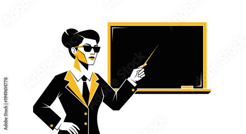 Woman teaching with blackboard illustration