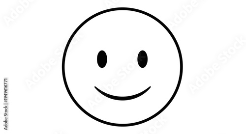 Simple Happy Smiley Face Emoji Icon with Consistent Outline on Isolated White Background