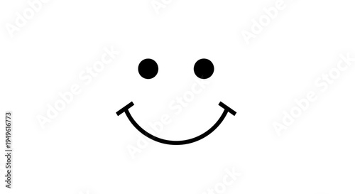 Minimalist Happy Smiley Face Icon Representing Contentment and Positivity on Isolated White Background