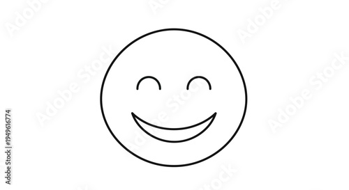 Content Happy Smiley Face Emoji with Closed Eyes and Gentle Smile on Isolated White Background