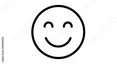 Very Happy Smiley Face Emoji with Closed Eyes and Wide Smile on Isolated White Background