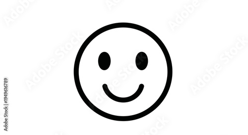 Simple Happy Smiley Face Emoji Icon with Slightly Thicker Outline on Isolated White Background