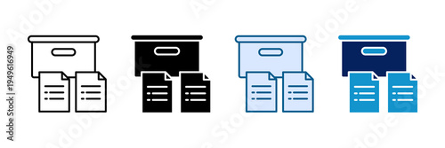 Archive Box Icon Set Multiple Style Collection