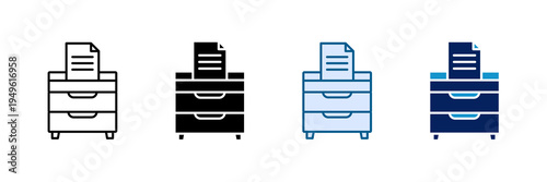 File Cabinet Icon Set Multiple Style Collection