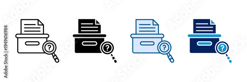 Archive Search Icon Set Multiple Style Collection