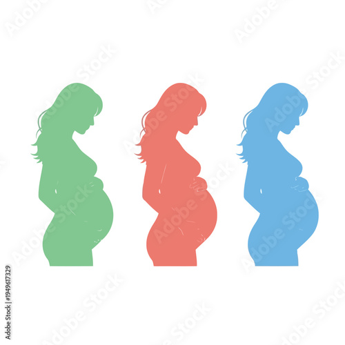 Simple illustration vector of pregnant woman illustration of pregnant women silhouettes in colorful profiles