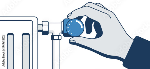 Hand Adjusting Valve on Modern Radiator for Heating System